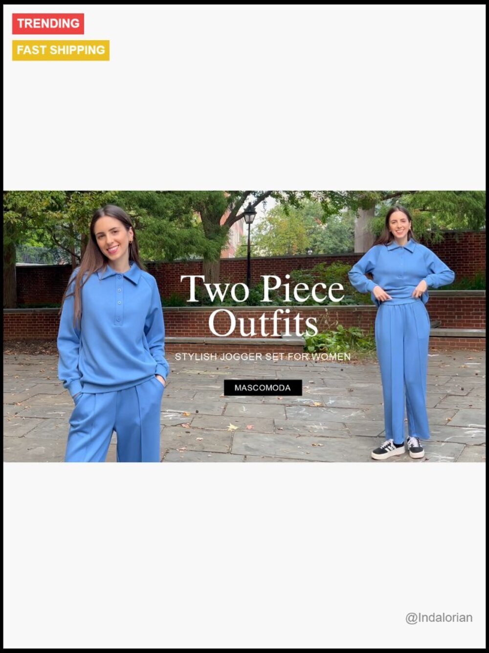 Quarter Button Long Sleeve Sweatshirt Wide Leg Pants Tracksuit Set - Picture 7 of 7